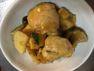 鶏むねと秋野菜の甘酢あん