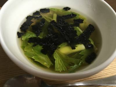 セロリの葉とのりのスープ レシピ 河野 雅子さん みんなのきょうの料理 おいしいレシピや献立を探そう
