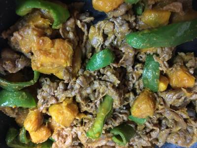 かぼちゃと牛肉のバターじょうゆ