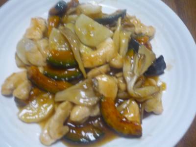 鶏むねと秋野菜の甘酢あん