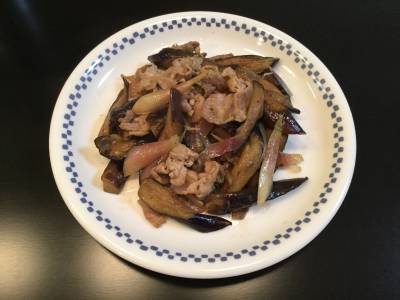 なすと豚肉の酢じょうゆ炒め