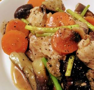 鶏むねと秋野菜の甘酢あん