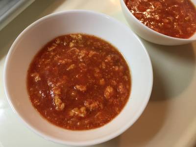卵とチーズのトマトスープ