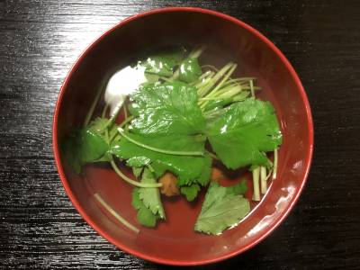 梅干しとみつばのすまし汁