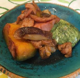 かぼちゃと牛肉のバターじょうゆ