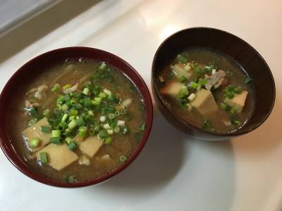 炒め野菜と高野豆腐のみそ汁