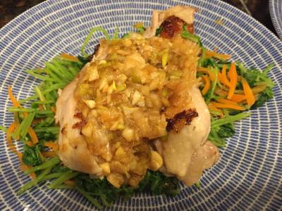 蒸し鶏のパリパリ焼き