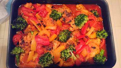 カラフルパプリカとチキンのカチャトーラ