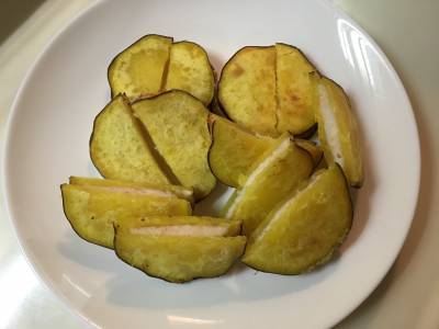 さつまいものえびあんはさみ揚げ