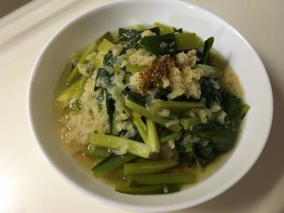 小松菜と天かすの煮びたし