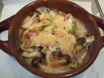 ねぎときのこのグラタン