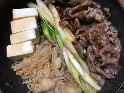 青ねぎと牛肉のすき焼き風
