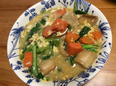 水菜と麩の卵とじ