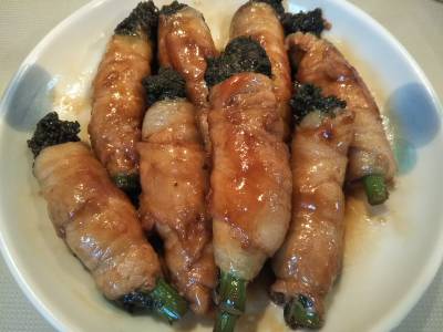 菜の花の肉巻き焼き