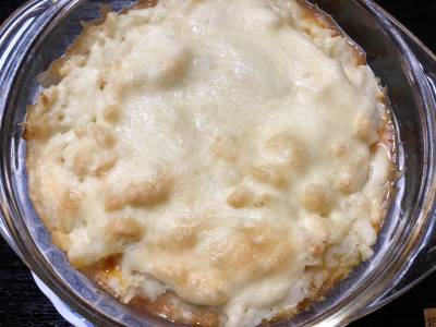 ミートソースとマッシュポテトのグラタン