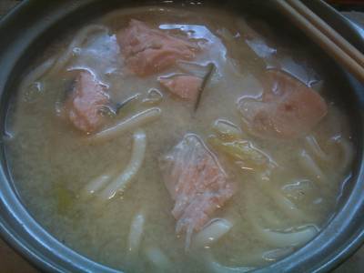 鮭(さけ)と白菜のみそ鍋