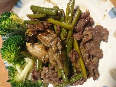 かきと牛肉の炒め物