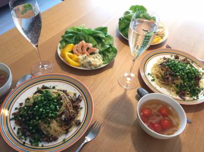 オイルサーディンの和風スパゲッティ