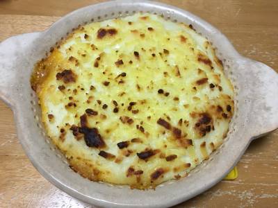 ミートソースとマッシュポテトのグラタン