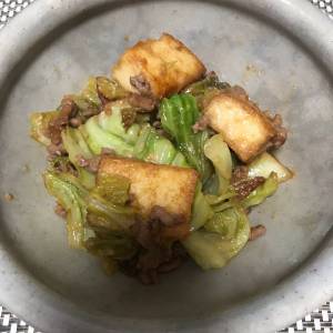 キャベツと厚揚げのみそ炒め