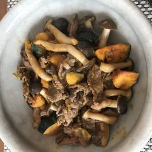 かぼちゃと牛肉のバターじょうゆ