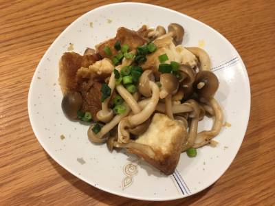 厚揚げときのこのバターじょうゆ炒め