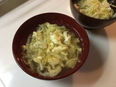 春キャベツのかきたま汁