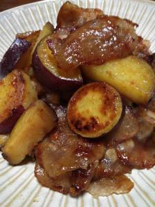 さつまいもと豚肉のバターじょうゆ焼き