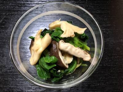 焼ききのこと水菜のおひたし