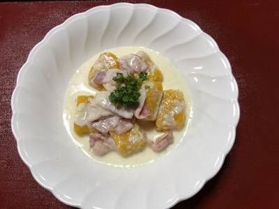 かぼちゃのニョッキ ベーコンクリームソース