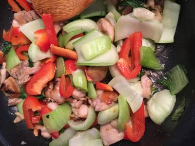 鶏肉とチンゲンサイの塩炒め