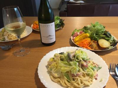 チンゲンサイのクリームパスタ