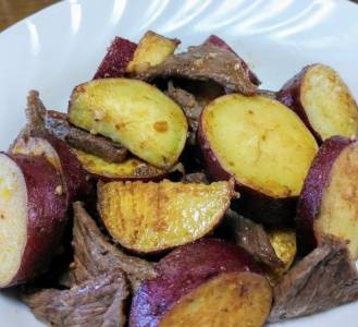 かぼちゃと牛肉のバターじょうゆ