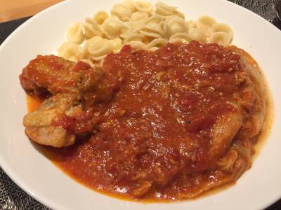 焼き白菜と鶏肉のみそトマト煮