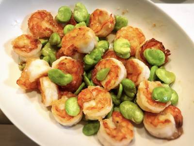 そら豆とえびの塩炒め