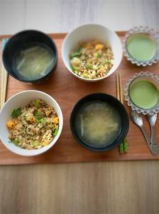 青じそと黒ごまのそぼろご飯