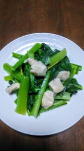 小松菜と鶏肉の塩炒（いた）め