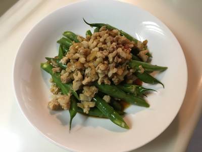 いんげんとひき肉の香り炒め