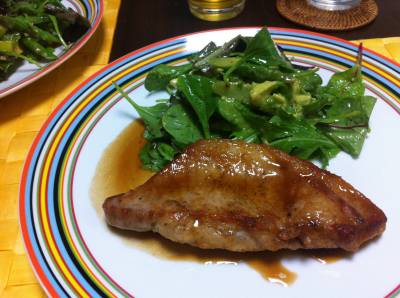 アスパラガスとアボカドのマスタードドレッシングあえ