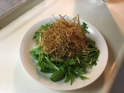 揚げねぎの水菜サラダ