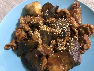 なすと豚肉のみそ炒め