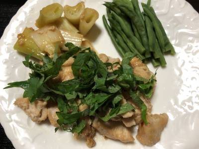 鶏むね肉の甘辛ねぎ炒め