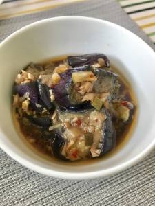 揚げなすのピリ辛香味づけ