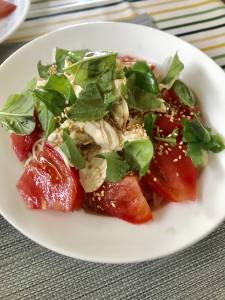 鶏ささ身の香味そうめん