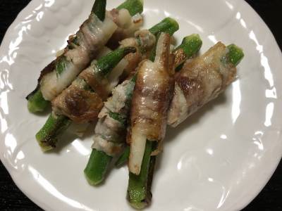 オクラの豚バラ巻き