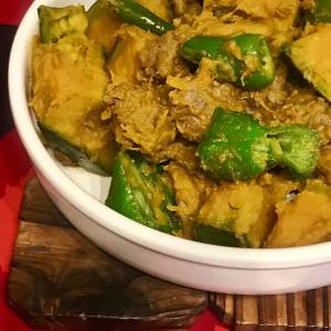 かぼちゃと牛肉のバターじょうゆ