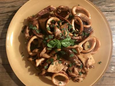 しいたけといかのバター炒め