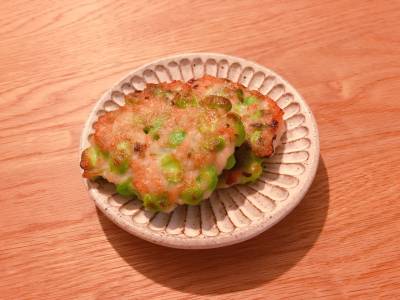 枝豆と鶏ひき肉の寄せ焼き