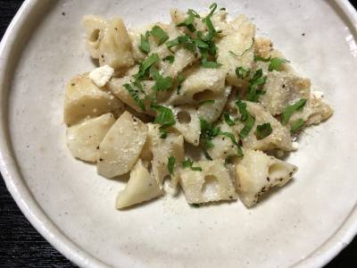 長芋とれんこんのにんにくみそ炒め