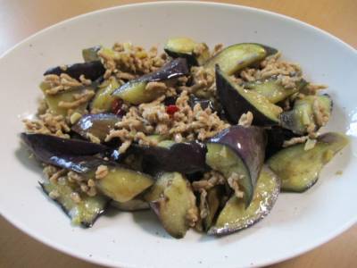 なすとひき肉のピリ辛炒め